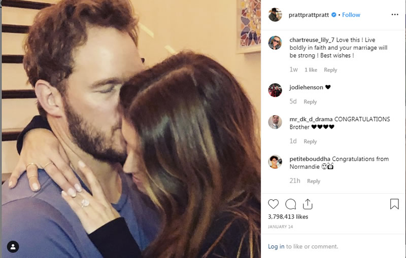 Celebrity bride Katherine Schwarzenegger and Chris Pratt's Social page