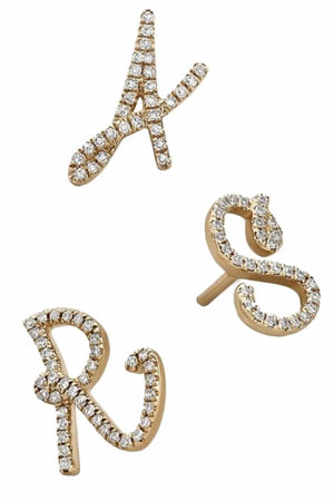 Baublebar Fine Jewellery Diamond Letter Stud Earrings
