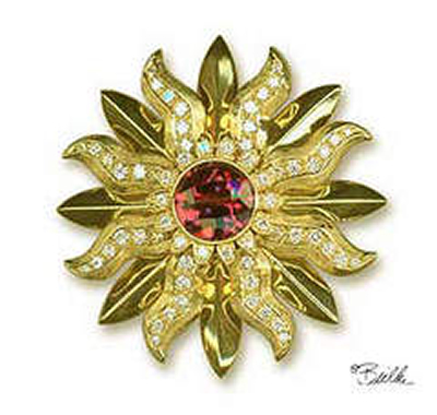 Doria Ragland chose a starburst or sunburst brooch